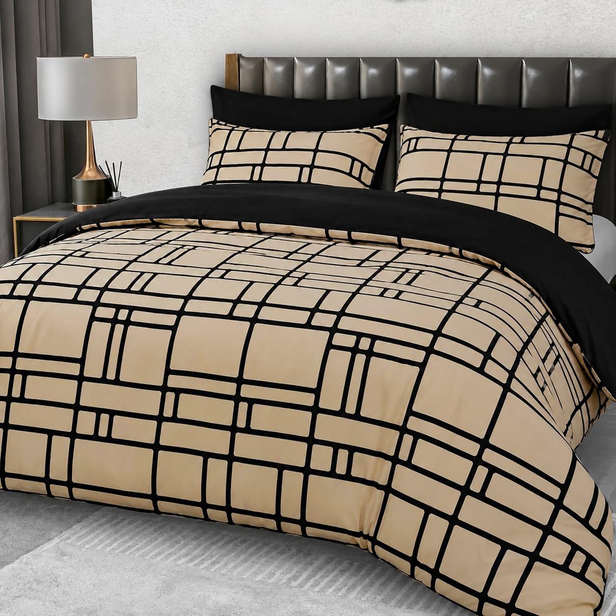 Grace Unisex Taupe Premium Microfiber Duvet Cover Set Lightweight & Breathable In | : Double