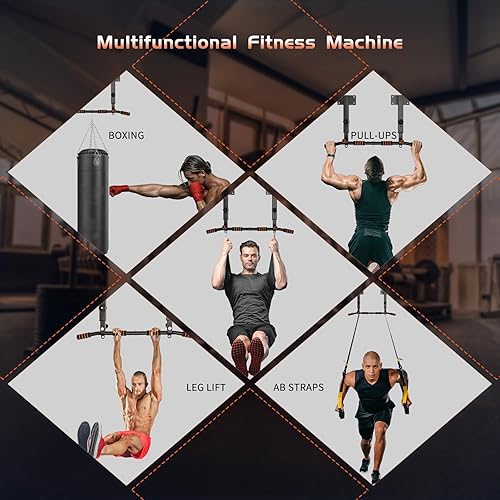 Miniatura 5 de Barra de dominadas montada en la pared barra de dominadas ajustable en la pared y barra de dominadas para gimnasio en casa, equipo de entrenamiento