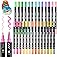 Shuttle Art 28 Pastel Colors Dual Tip Acrylic Paint Markers, Brush Tip and Fine Tip Acrylic Paint Pens for Rock Painting, Cer