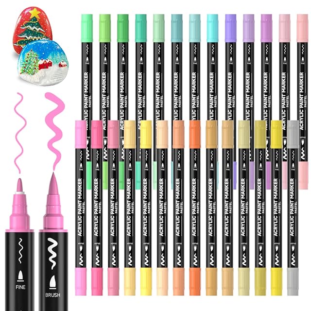 Shuttle Art 28 Colores Rotuladores Acrilicos Pastel de Punta Pincel y Fina