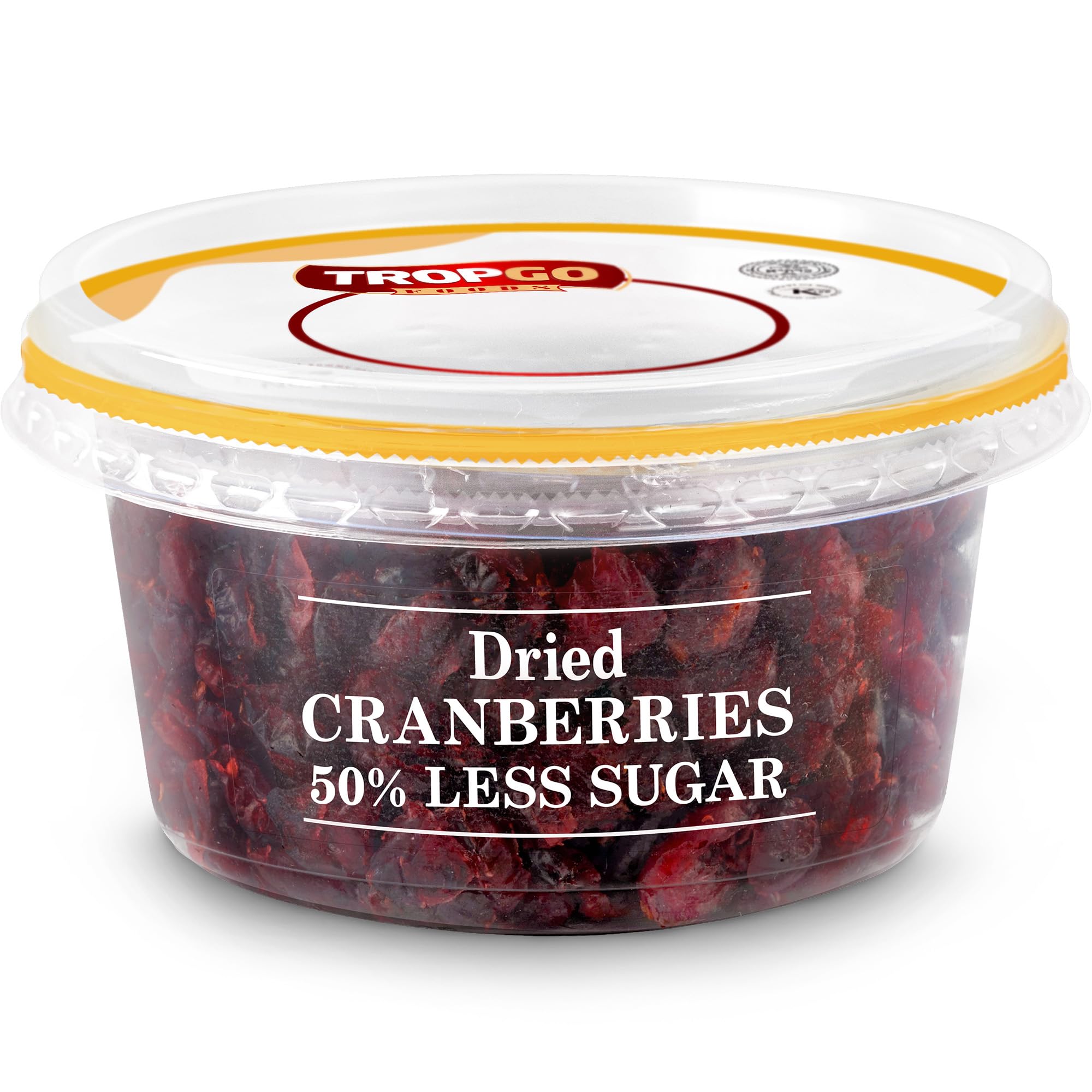 Dried Cranberries 50% Less Sugar 190g - Dried Fruit in Resealable and Recyclable Tub - Quick Energy Boost & Wholesome Trail Mix - Ready-to-Eat Dehydrated Fruit Snacks for Kids and Adults