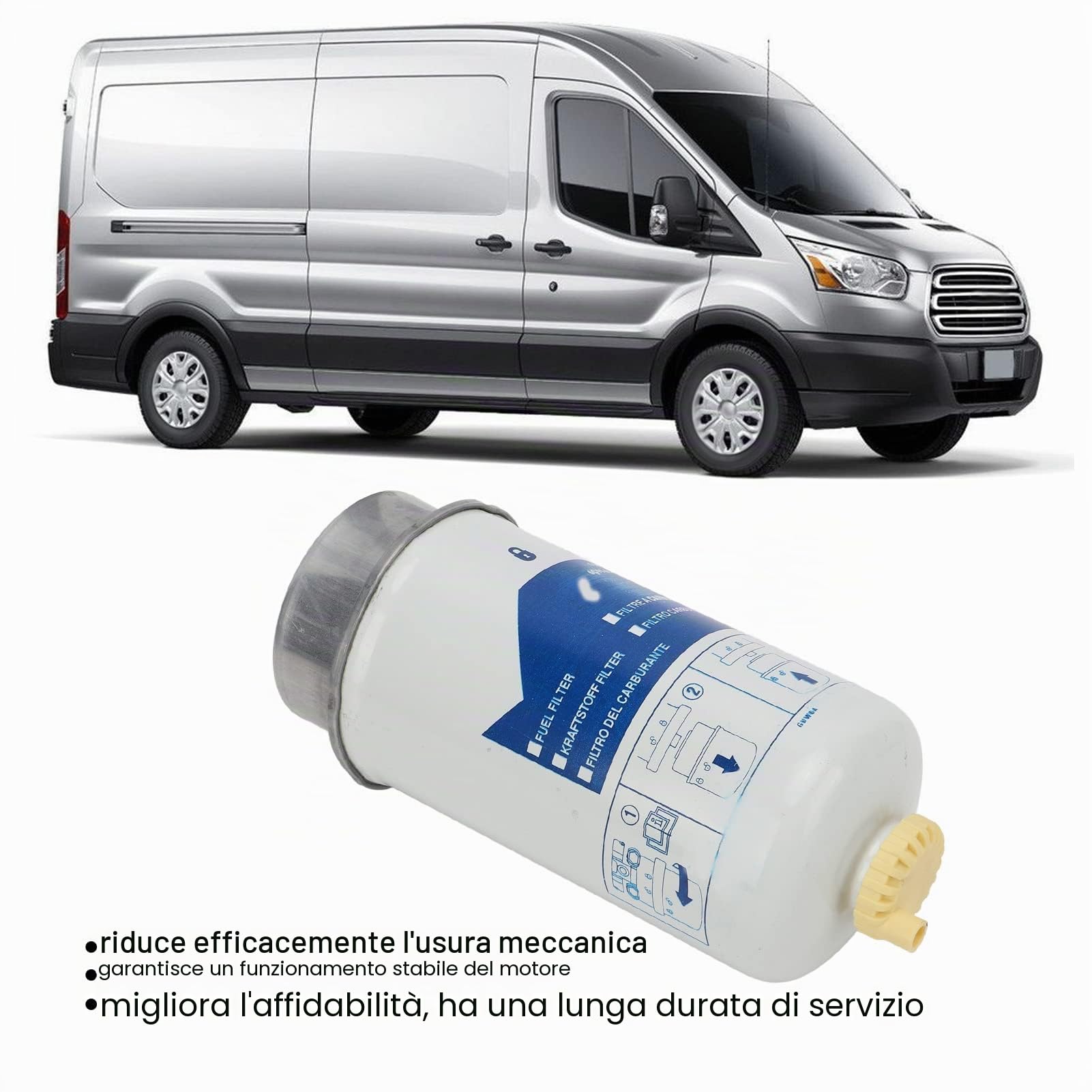 Pilipane Gruppo Filtro Carburante Diesel 1685861 Sostituzione per Ford Transit 2.2 2.4 3.2 MK7 Diesel 2006-2014, Filtro Carburante,