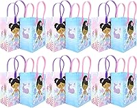Vista 2 de TINYMILLS Paquete de 12 bolsas de regalo de Sirenita arcoíris con asas para fiesta de cumpleaños de sirenita