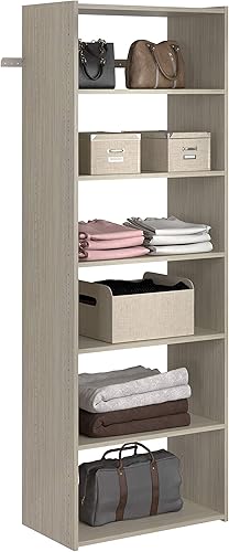 Miniatura 2 de Easy Track PH38-CG Living Essentials - Organizador de armario de madera con torre de Sholf Tower, color gris desgastado