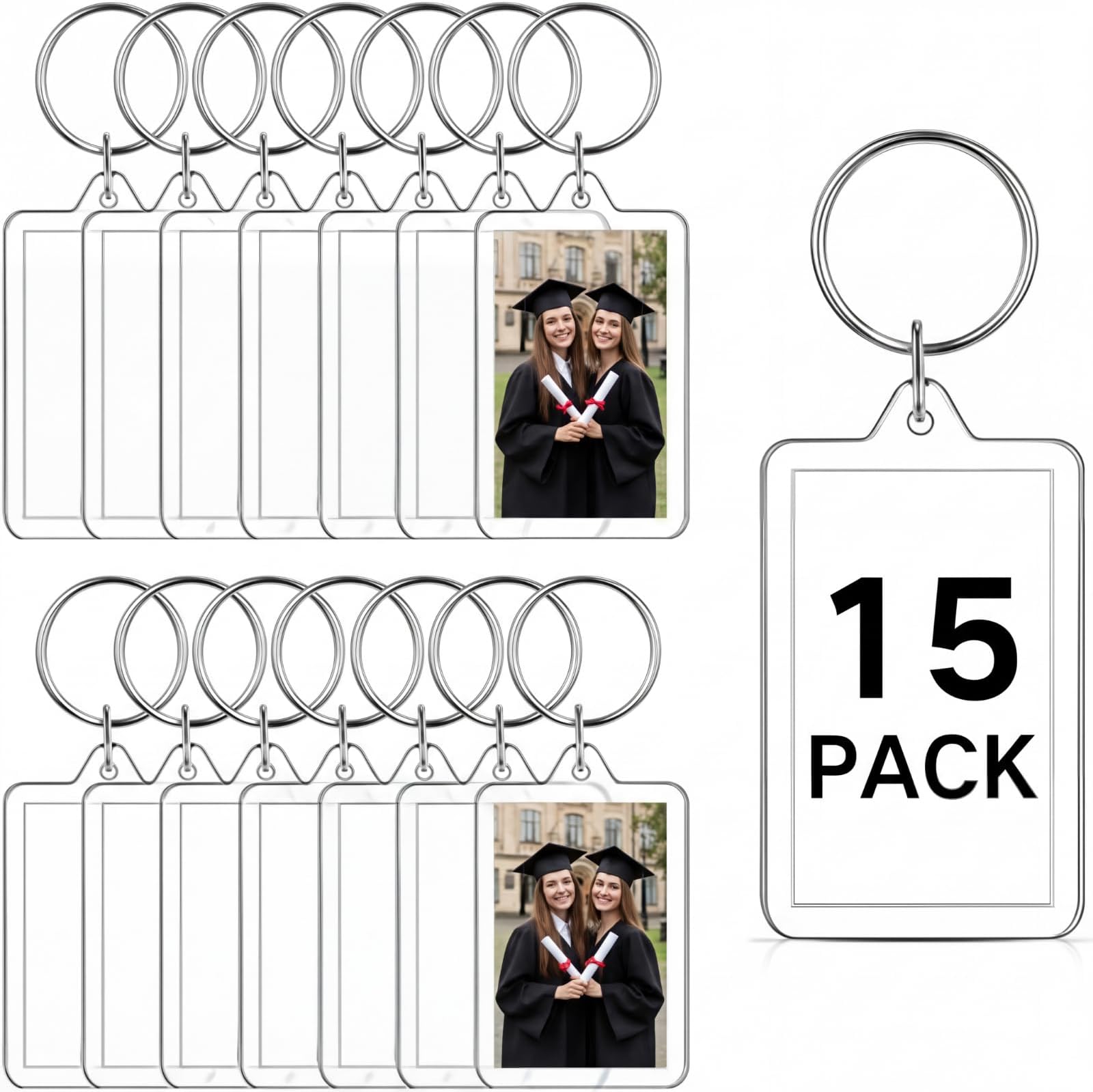 Acrylic Photo Frame Keychain Holder Photo Picture Insert Blank Keyring for DIY Craft