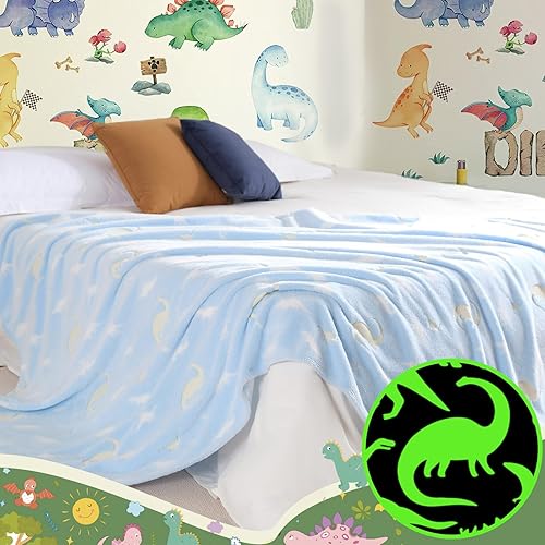 Miniatura 5 de Touchat Manta que brilla en la oscuridad, suave y acogedora manta de franela de vellón para cama, sofá, regalos únicos para niños y niñas en
