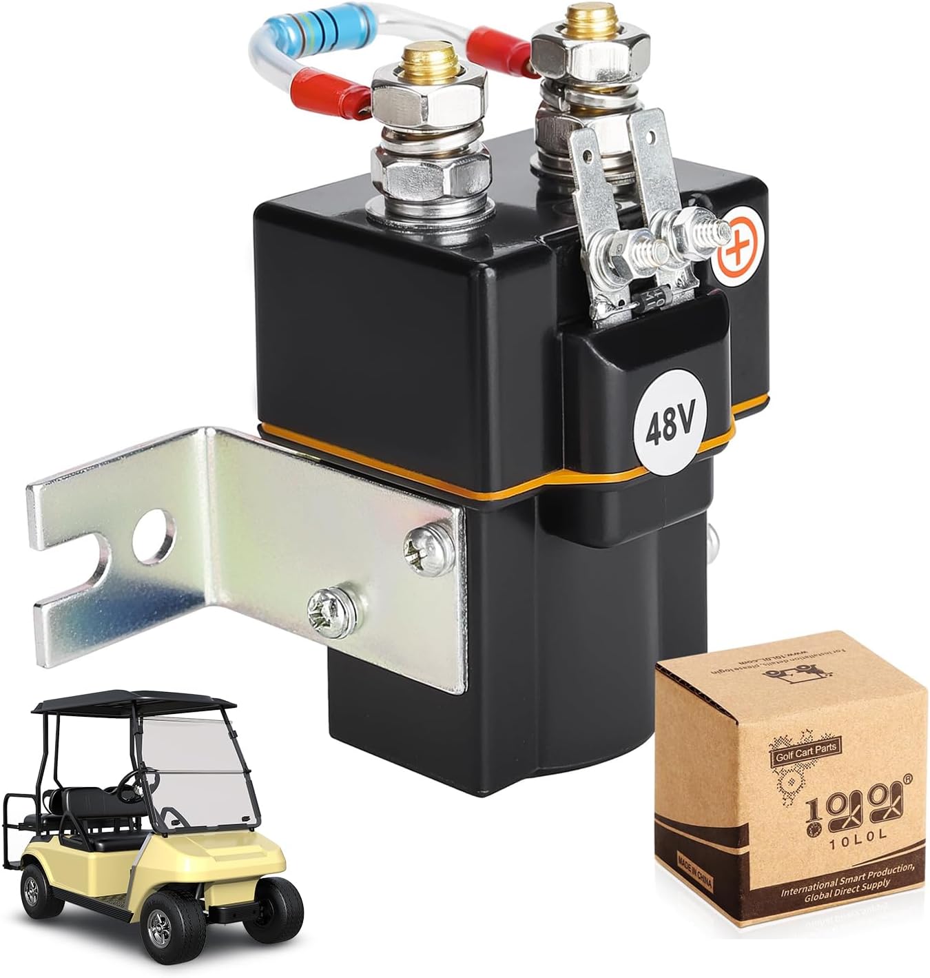 10L0L 48V Golf Cart Albright Solenoid and Resistor Assembly Compatible with Club Car DS 1995-up & Precedent 2004-08 Golf Cart Part Replaces OEM# 101908701 102774701 1014947