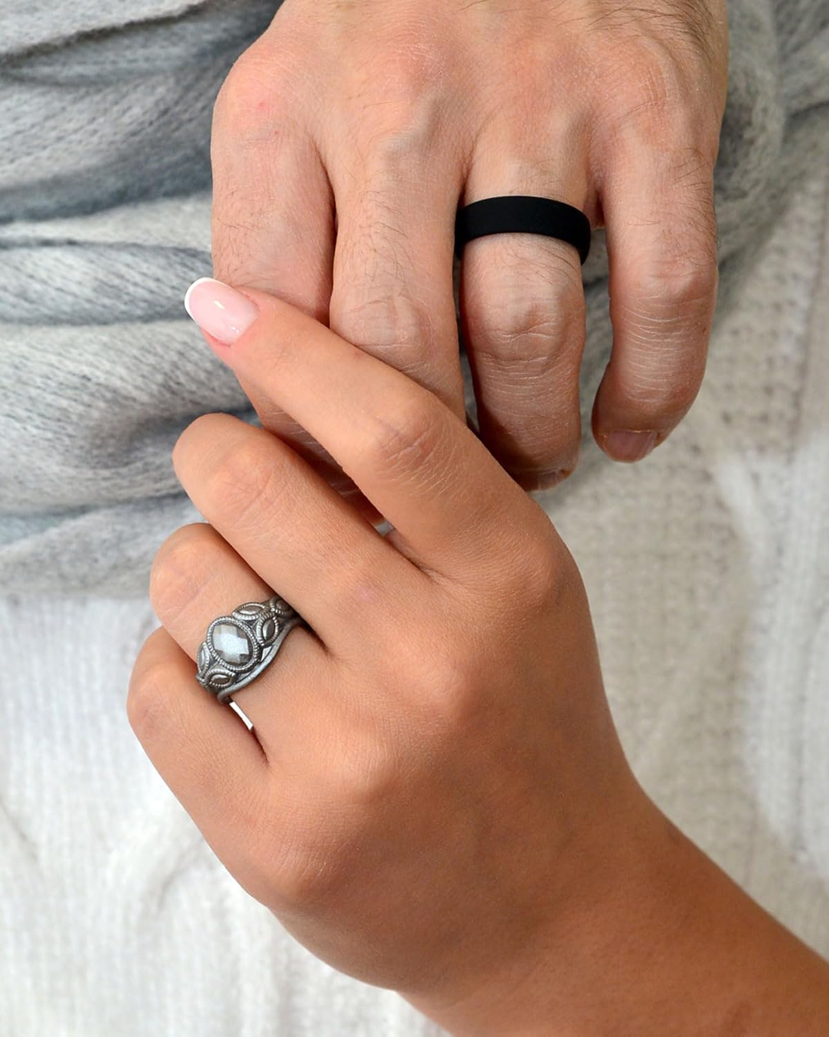 Rinfit Silicone Rings for Women - Womens Wedding Rings - Silicone Wedding Bands - Oval Rubber Ring - Patented Design - Image 3