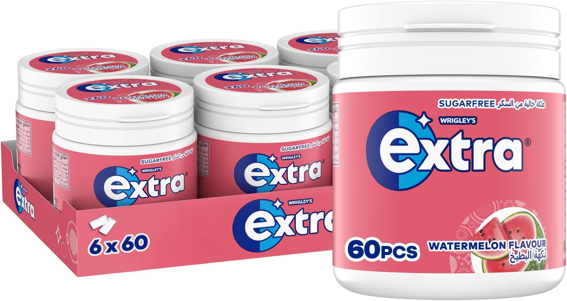 Gum Watermelon, Sugar Free Chewing Gum Pack of 6x84g, Get Fresh on the Go, and Ready for Every Opportunity