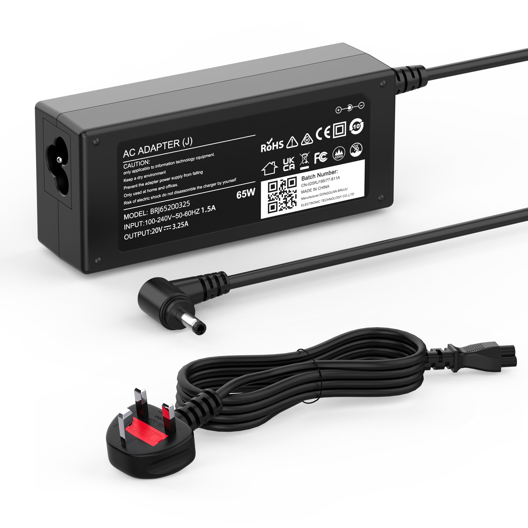 65W Laptop Charger for Lenovo IdeaPad V15 V14 V145 V155 V17, Yoga 310 510 520 530 710 Series, Flex 4 5 6, S130 S340 S540, 330 330S 320 320S 530S, 4.0x1.7mm UK Power Supply Adapter