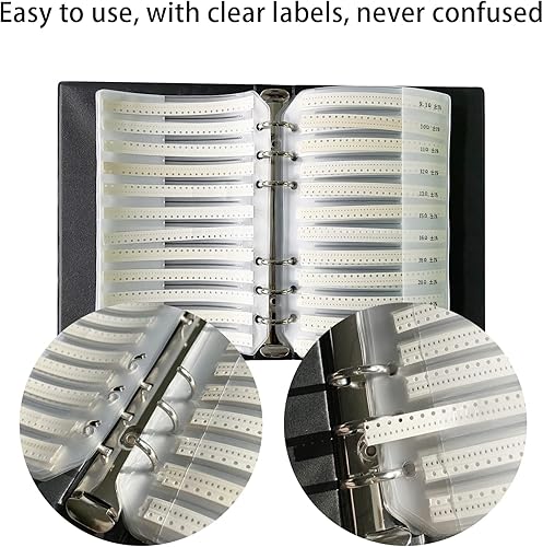 Miniatura 3 de 0201 - Libro de muestras de resistencia SMD 170 valores, kit de resistencia 50 unidades cada 1% de precisión en estuche de almacenamiento,