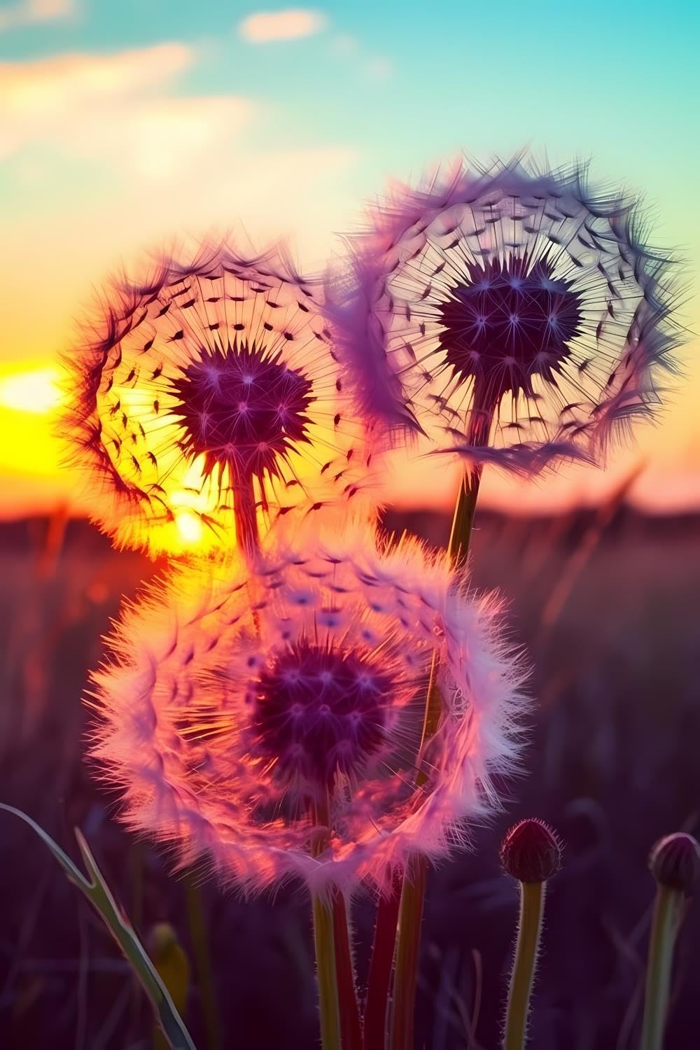 NSUAJOF Dandelion Diamond Painting Kits - 5D Diamond Painting, Nature DIY Full Round Diamond Art Gemstone Cross Stitch Kit 12x18 inch