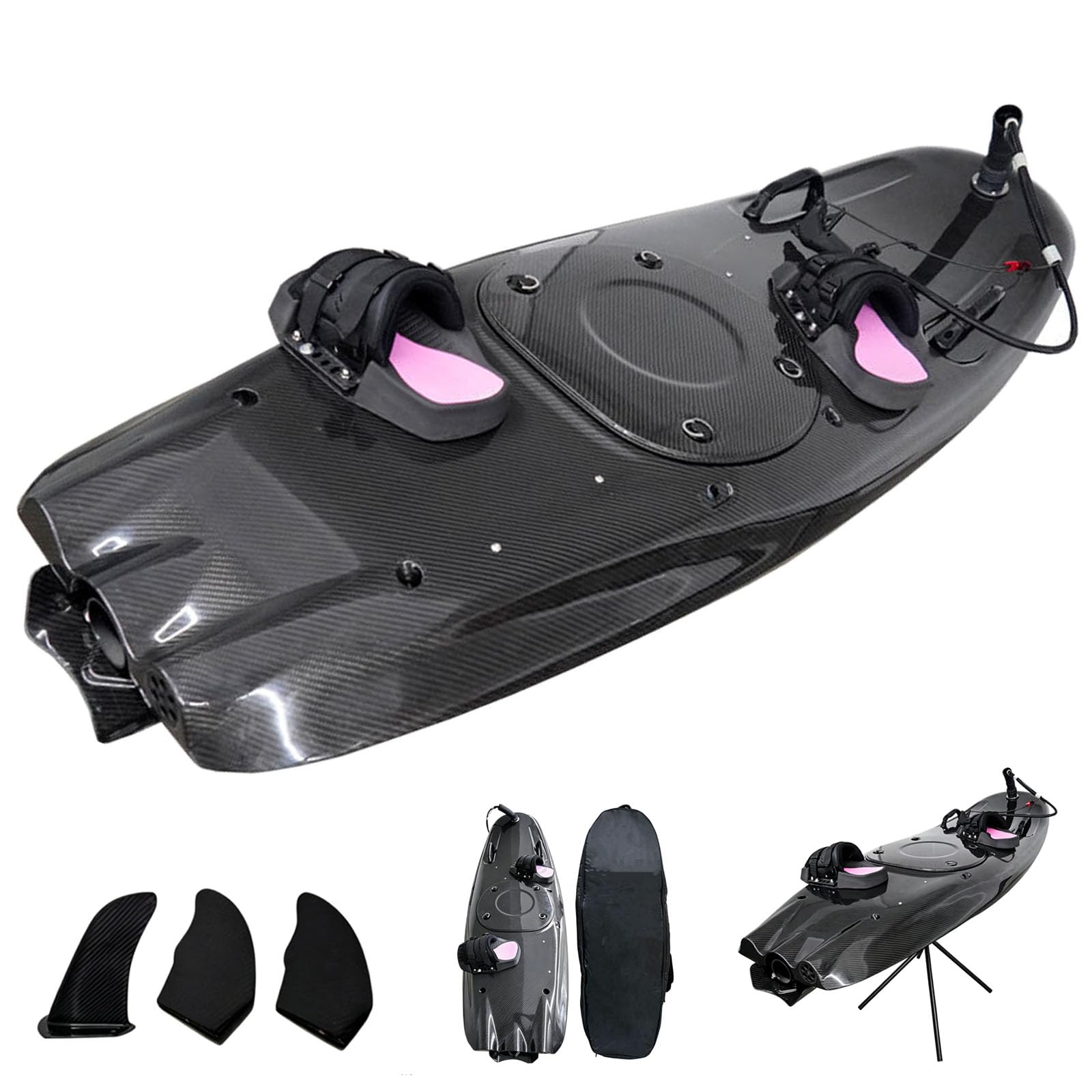 118-Cm³ Carbonfaser-Highspeed-Jet-Surfbrett, 12-Kw-Benzin-Surfbrett, 65 Km/H, Mit 5-L-Tank Und 3 Abnehmbaren Finnen, Tragfähigkeit 150 Kg, Für Wassersport