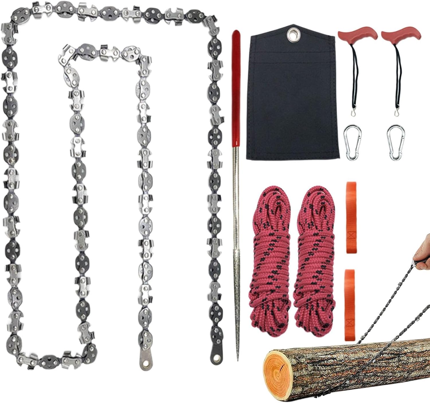 Portable Hand Rope Saw – Chain Limb Cutter Tool, Outdoor Use High Branch Folding Tree Saw | Folding Rope Cutting Hand Saw, Steel Tree Cutter for Camping, Survival, Backpacking, and Yard Work