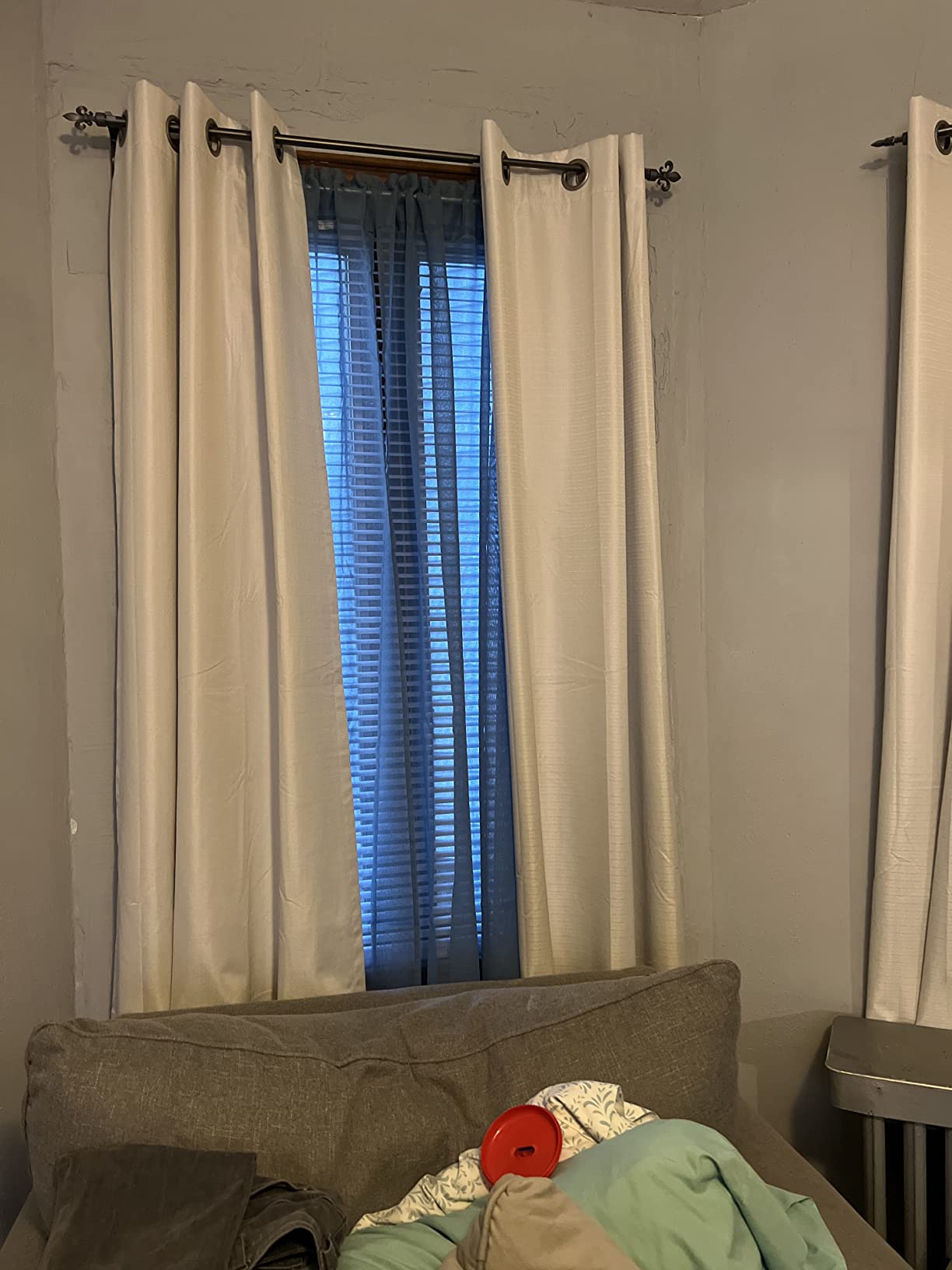 4/mo Finance MIULEE Dusty Blue Linen Textured Sheer Curtains 84 Inch Length for Bedroom