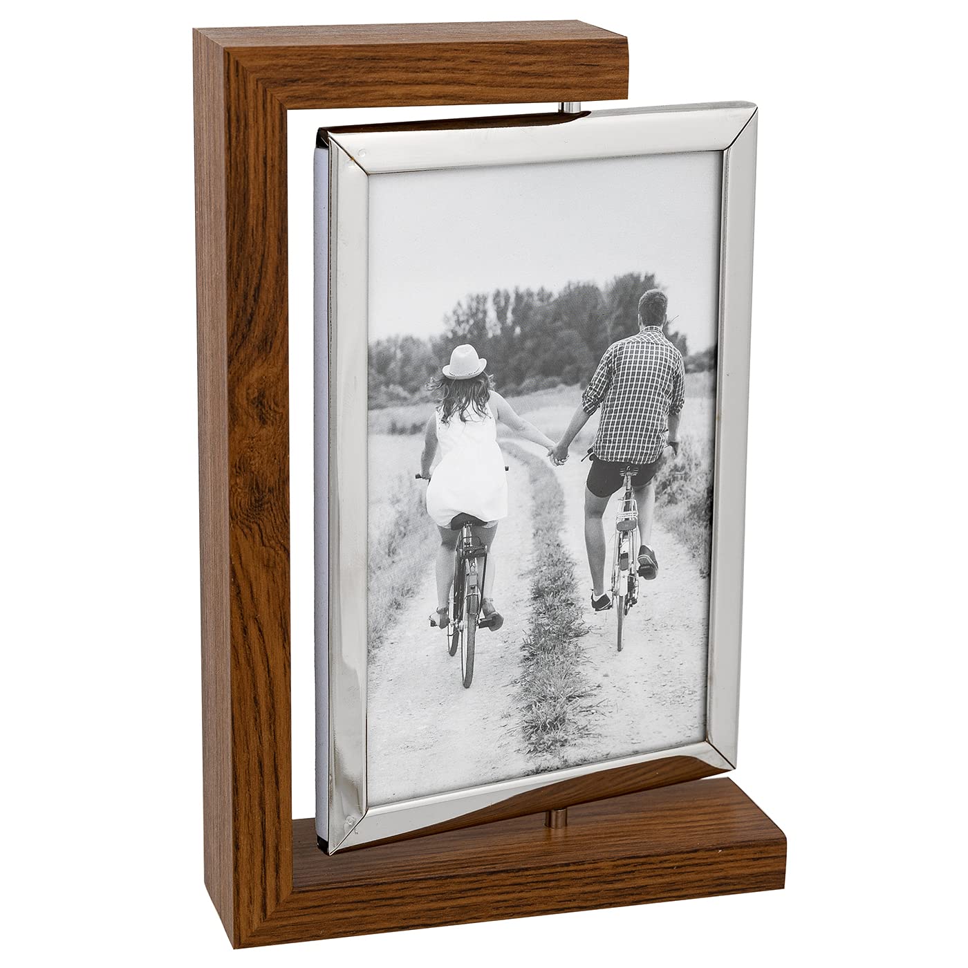 Shudehill Giftware Modern Wood Look Spin Picture Frame 4x6 Size