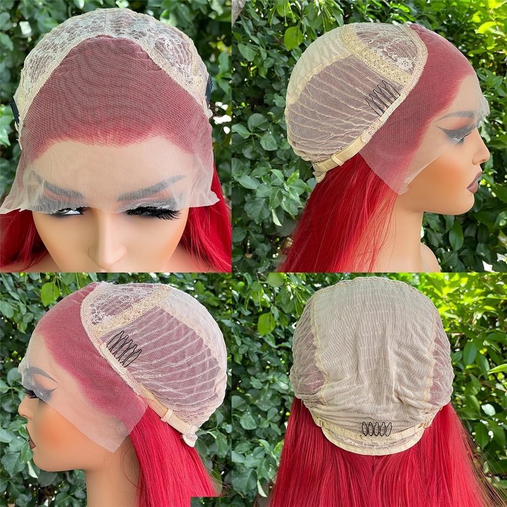 26 Inch Red Wigs Long Straight 13x4 Lace Front Wigs Heat Resistant