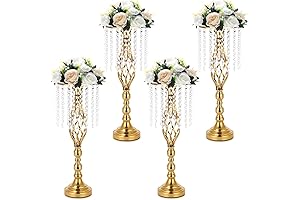 Gold Centerpieces for Table Wedding - Premium Rozrety 21.6in Tall Metal Glass...