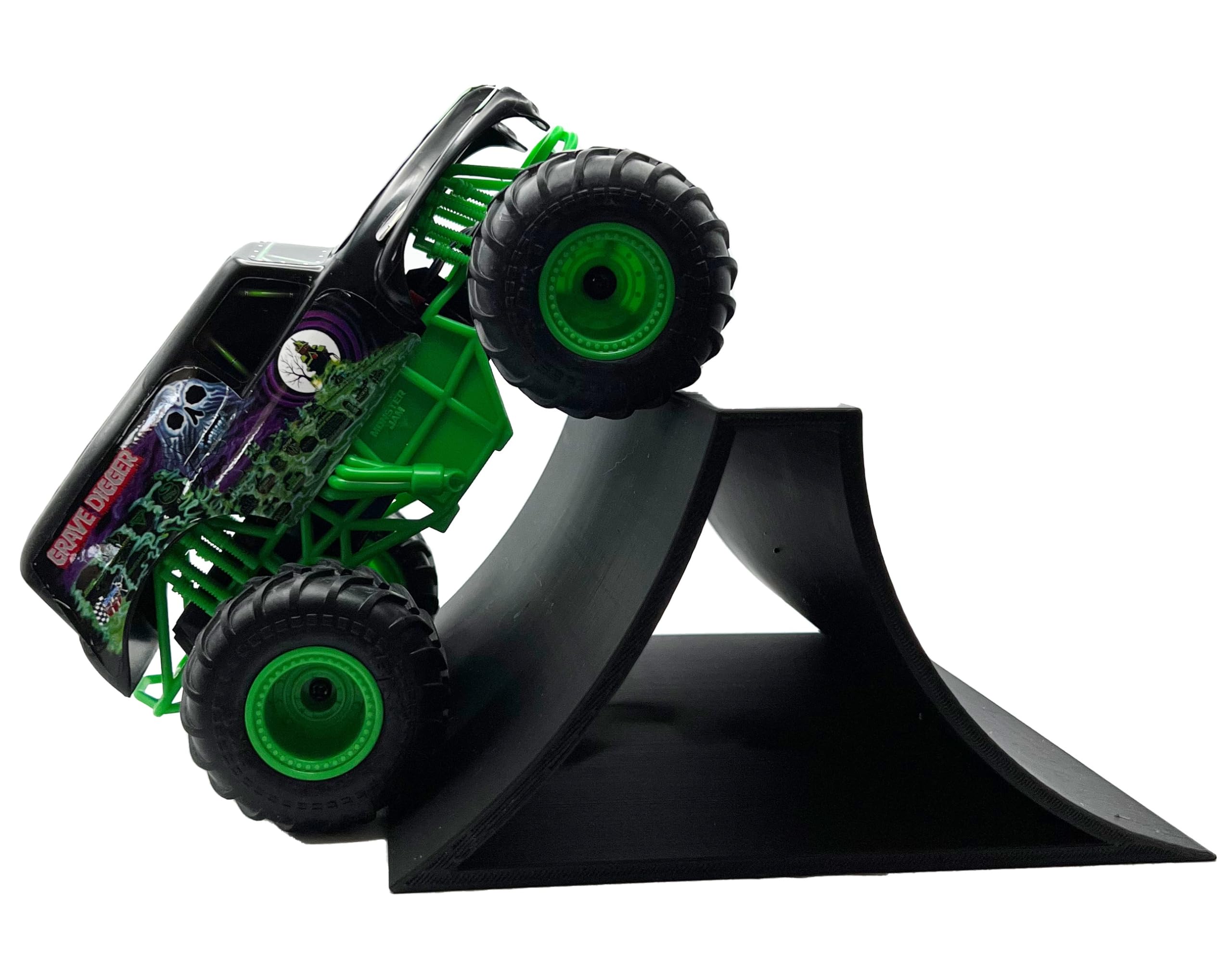 Jeff Did It! 1/24th Monster Truck Stunt Ramp B - High Speed Required - Works as Display Stand - Includes Anti Slip Rubber Feet - Catch Huge Air! - FREE SHIPPING (Black)