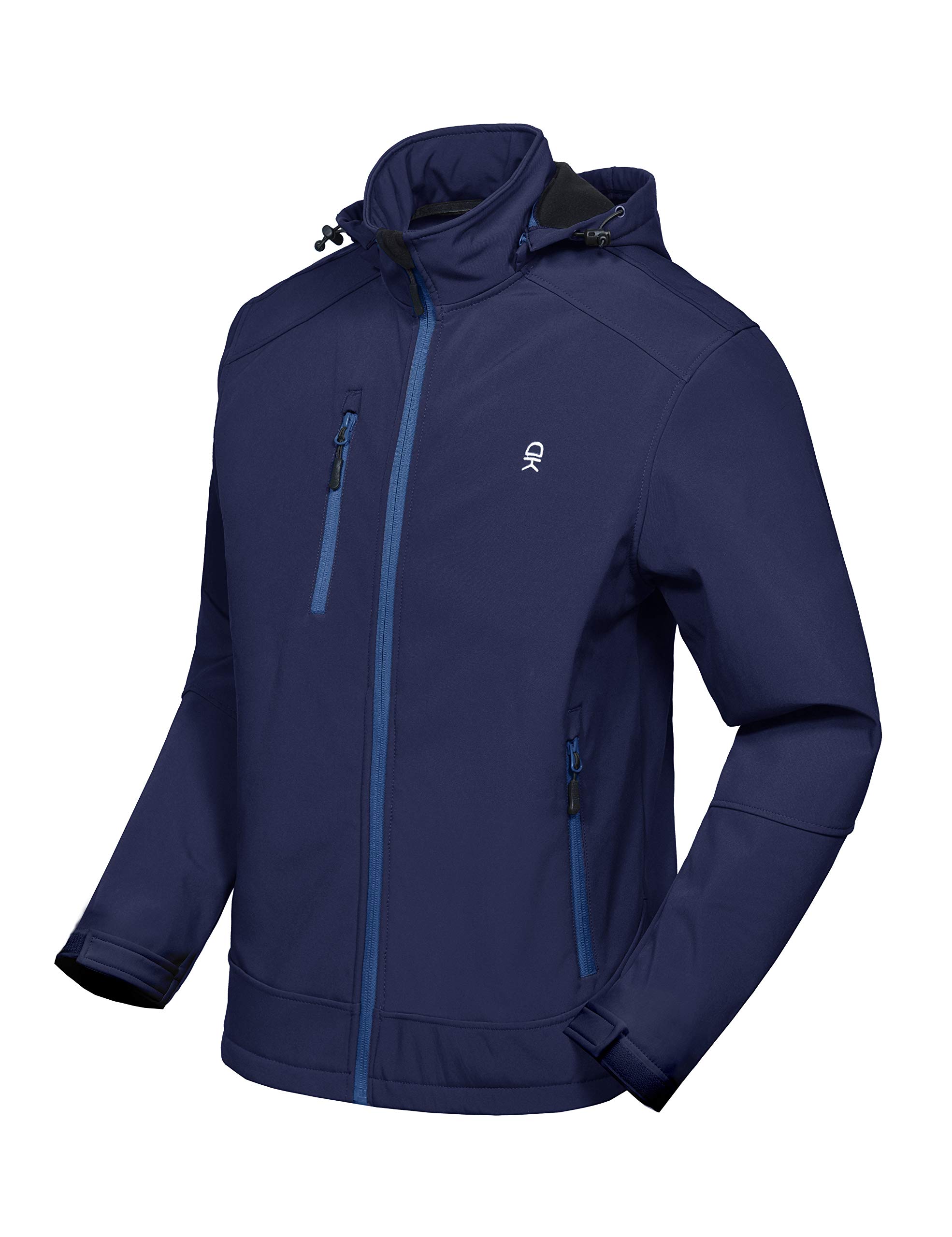 Little Donkey Andy Veste Softshell Homme Imperméable Coupe-Vent Respirante Polaire Chaud - Capuche Amovible Rouge XXL