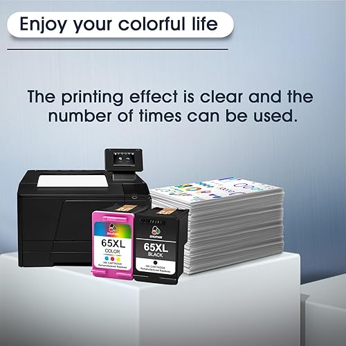 Miniatura 5 de 65XL Caetridge - Paquete combinado de repuesto para cartuchos de tinta HP 65 65 XL (2 unidades) funciona con Envy 5055 5052 5058 DeskJet 3755 2655