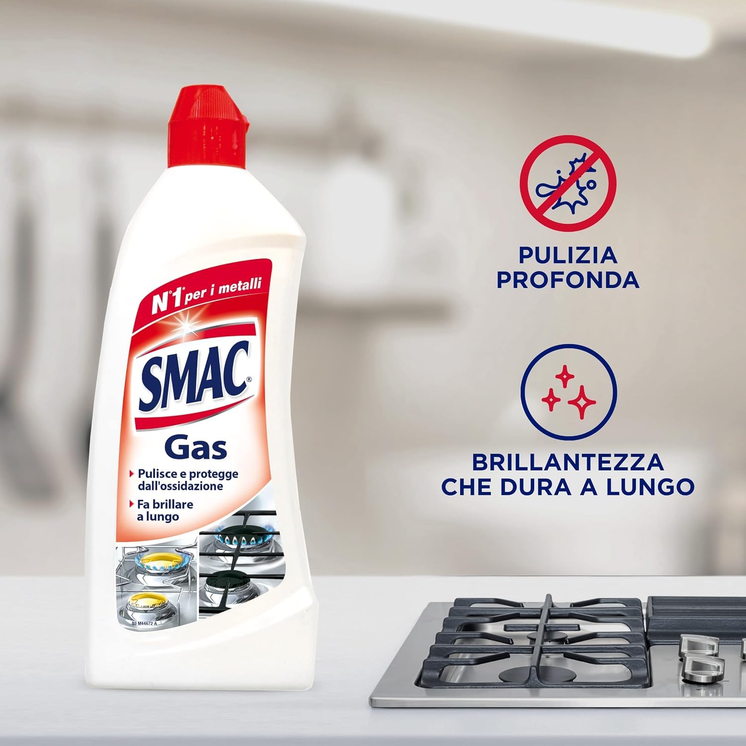 6 x Smac Gas – Detergente speciale per fornelli a gas e superfici di cottura, 500 ml + portachiavi Italy Shop Service in omaggio