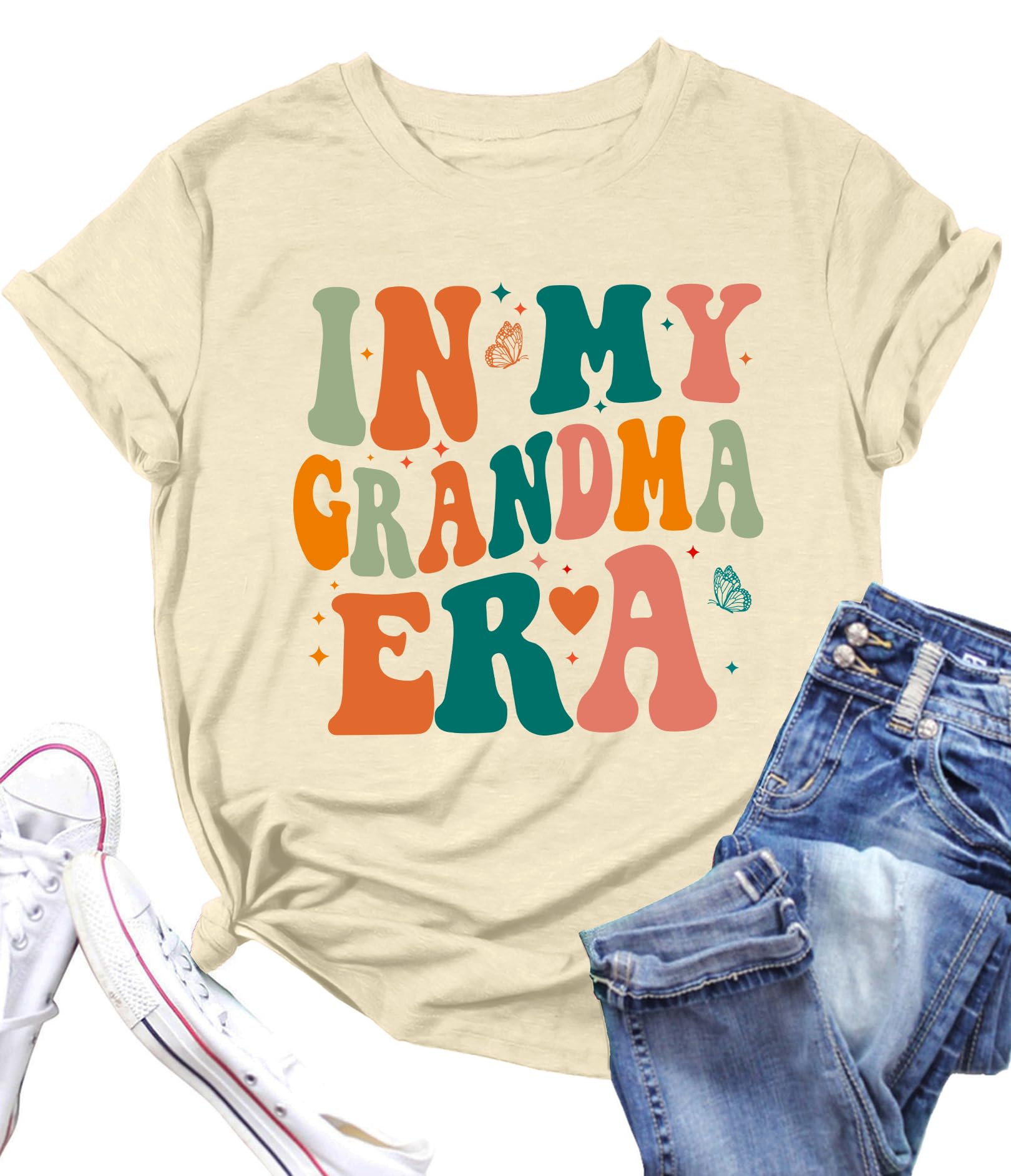 Grandma Shirts Women Grandmother Heart Printed Tshirt Floral Mama Casual Tee Mother Short Sleeve Top Shirt