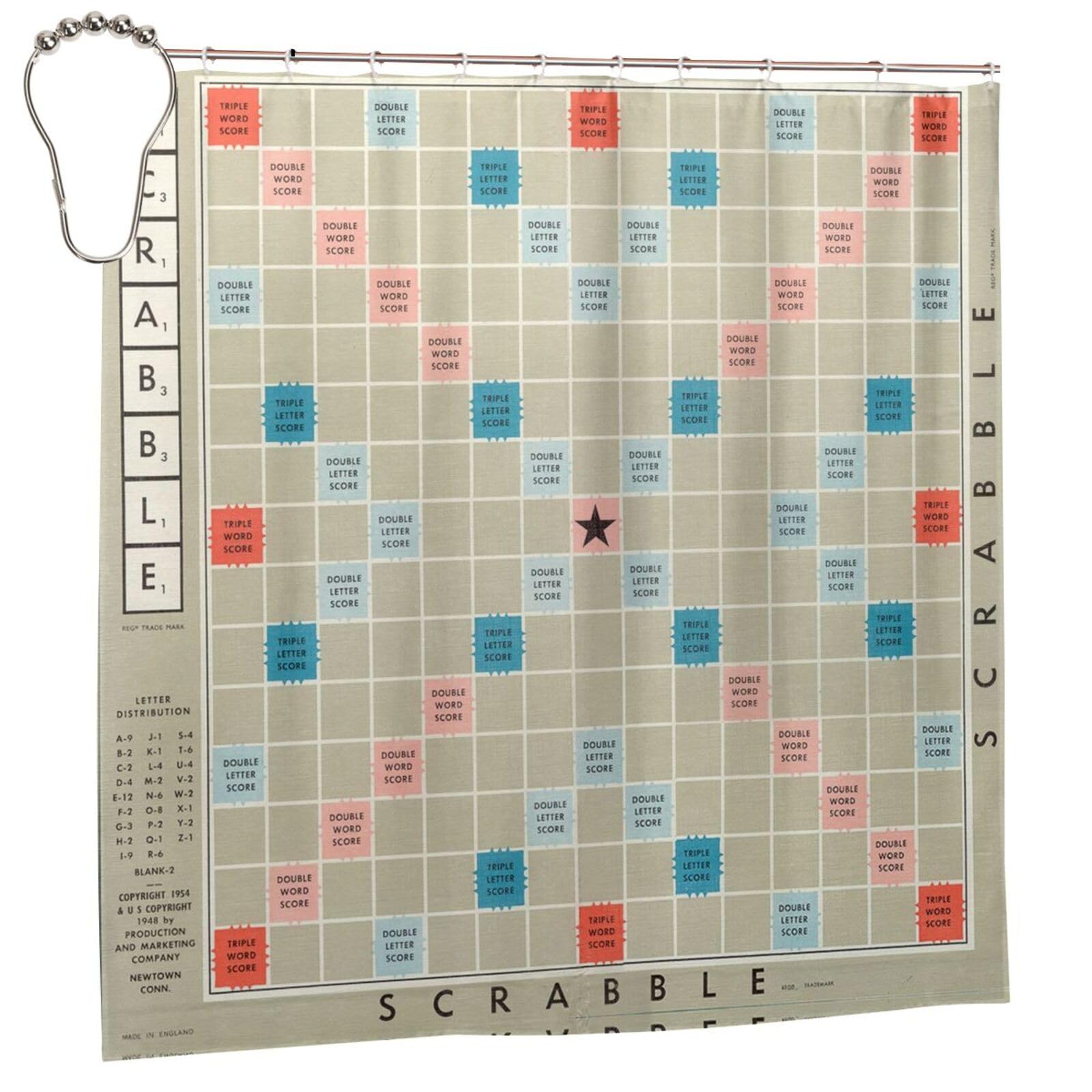 Rideau de douche Scrabble Board pour une décoration de salle de bain