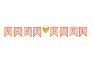 Stunning Pink & Gold Clothespin "Baby Girl" Letter Banner - 12 ft....