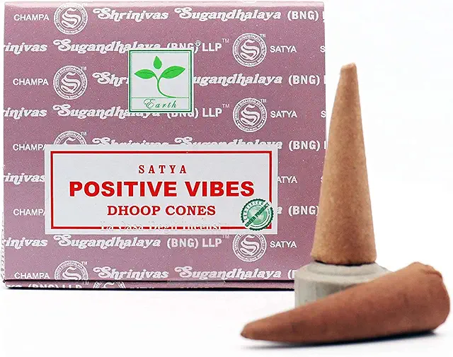 Coni di incenso Satya Sai Baba Vibrazioni Positive - 10 coni naturali con supporto ceramica