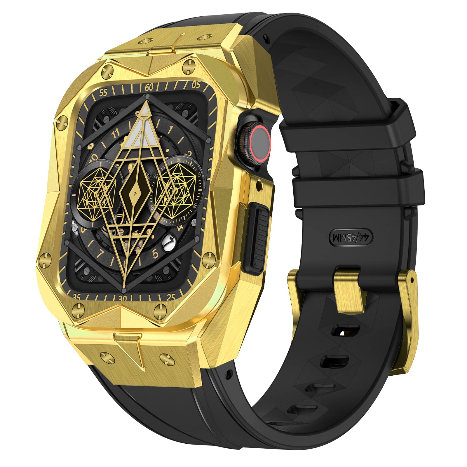 DAZE - Custodia protettiva compatibile con Apple Watch serie 9, 8, 7, 6, con custodia da 44 mm e 45 mm, in silicone monopezzo, resistente agli urti, in TPU durevole