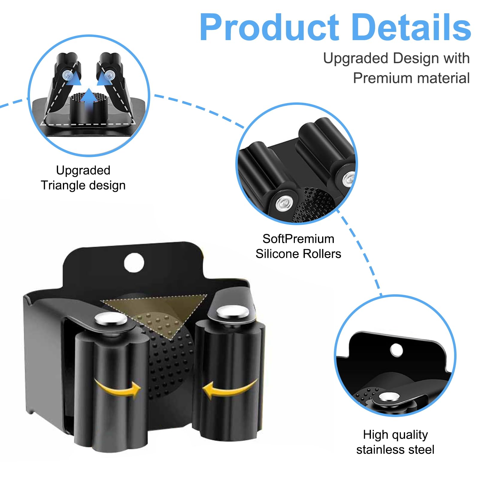 10x The Robust Porta Scopa Portautensili In Acciaio Inox A Muro Per Riporre Attrezzi Da Giardino Antiruggine Montaggio A Parete Da Giardino Da - Foto 2