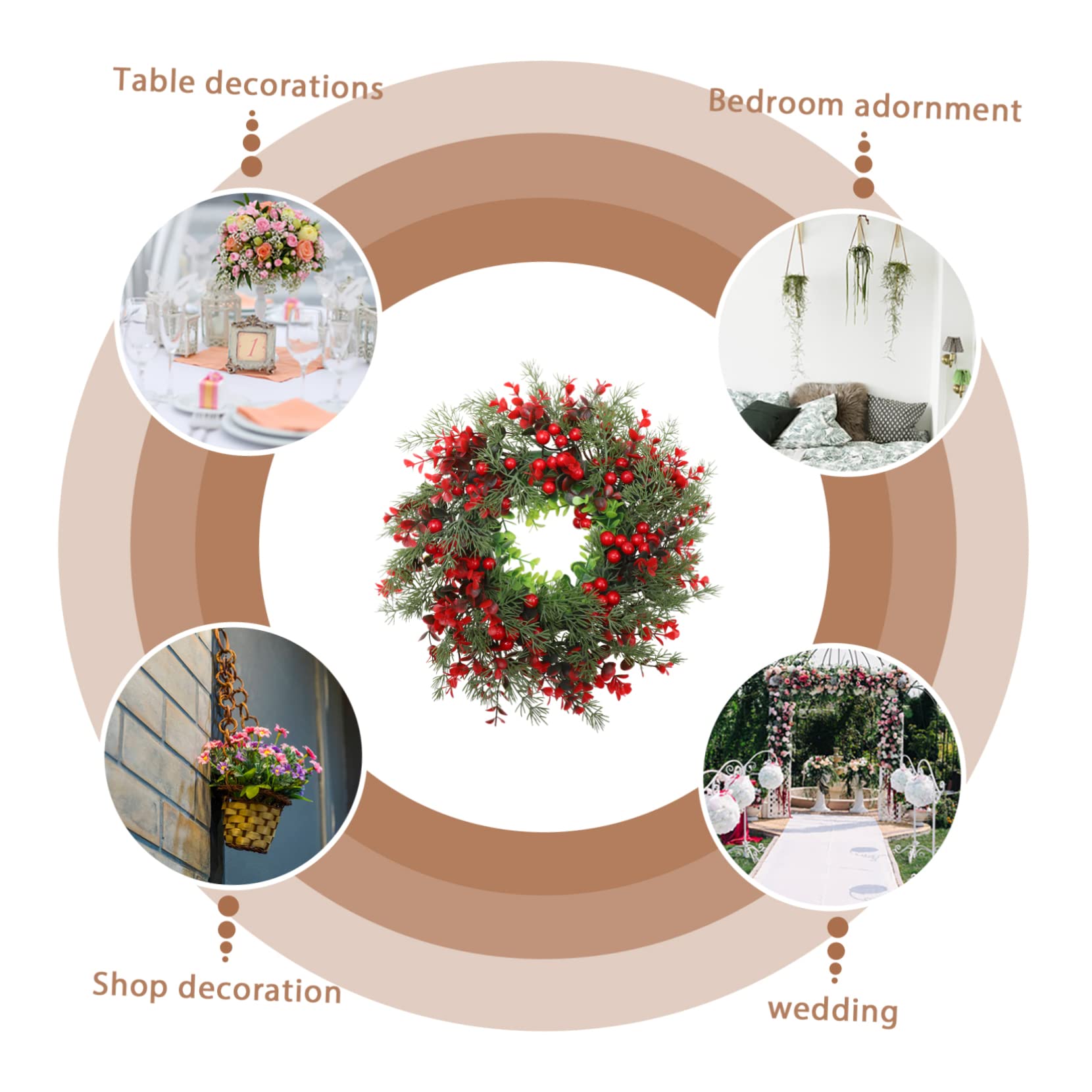 ABOOFAN Weihnachtskranz 35cm Mit Roten Beeren - Künstlicher Türkranz