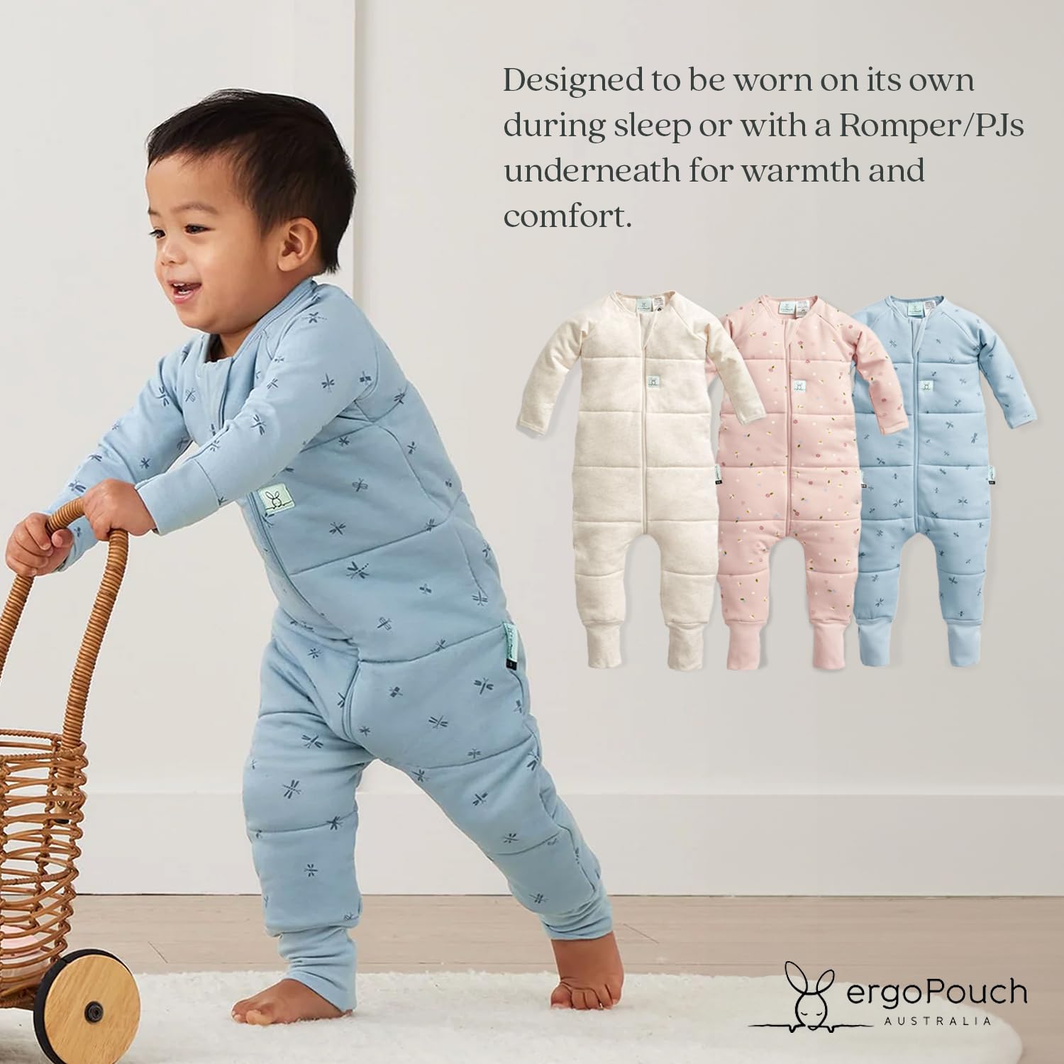 ergoPouch Schlafstrampler 3,5 Tog – warmer Baby-Strampler & Schlafschicht mit durchgehendem Reißverschluss, schützt vor Decken, atmungsaktiv und bewegungsfreundlich, ideal für den Übergangsschlaf