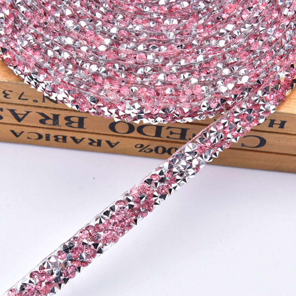 Cristal pierre mariage applique ruban strass rose de 10mm loisirs créatifs 5 yards