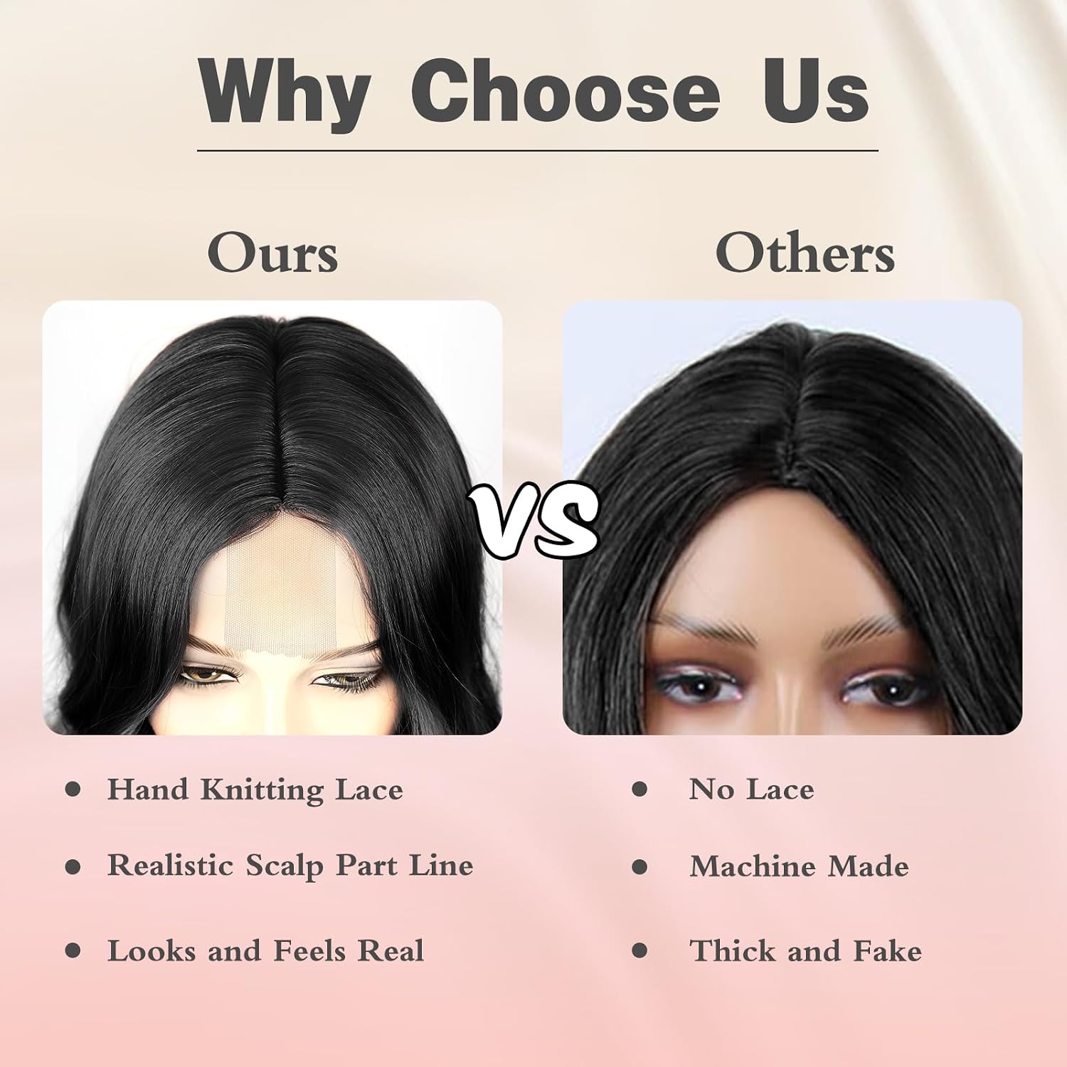 NAYOO 26 Inch Long Wavy Black Wig for Women, Middle Part Natural Looking Synthetic Wig, Heat Resistant Fiber Soft & Lightweight, Realistic Scalp Long Curly Wig for Daily Wear Party Cosplay