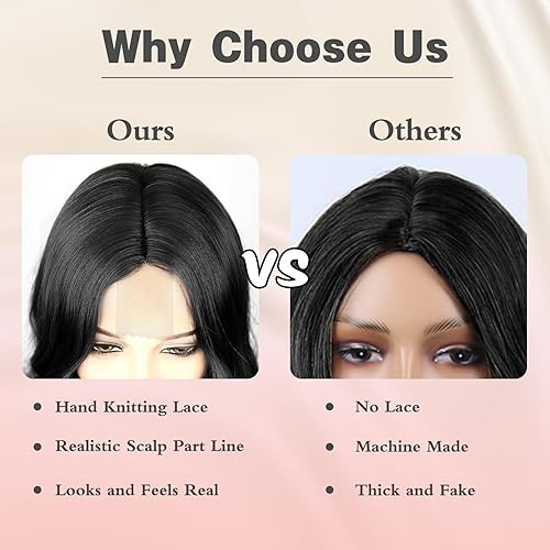 Miniatura 7 de NAYOO Peluca larga negra para mujer, pelucas de cabello negro de 26 pulgadas de largo, peluca larga negra de aspecto natural, pelucas onduladas