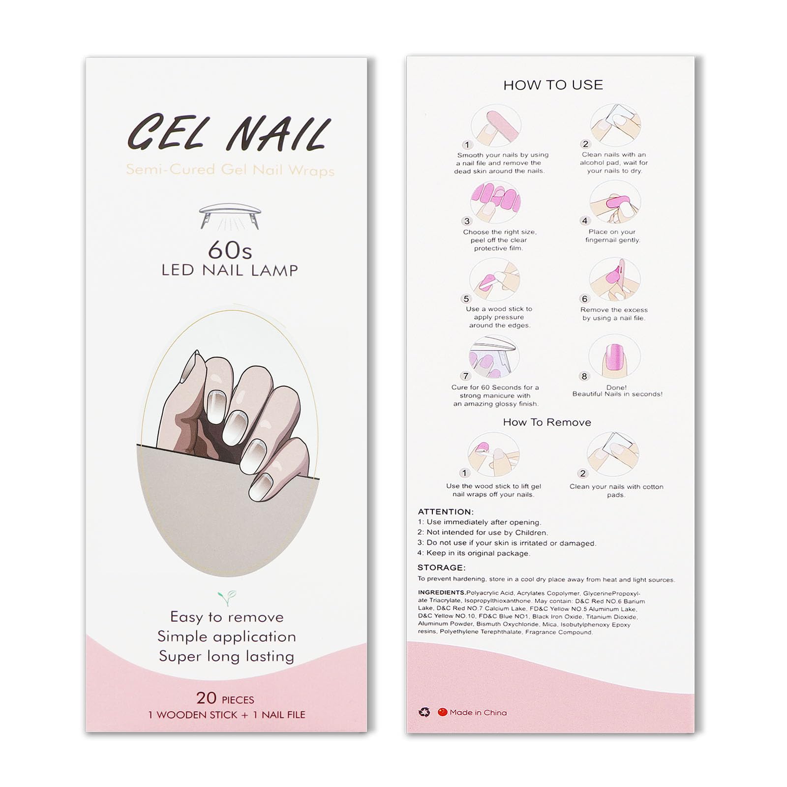 JMEOWIO Semi Cured Gel Nail Strips Glitter White Solid Color Gel Nail Stickers Nails Art Design Decoration Accessories - Image 3