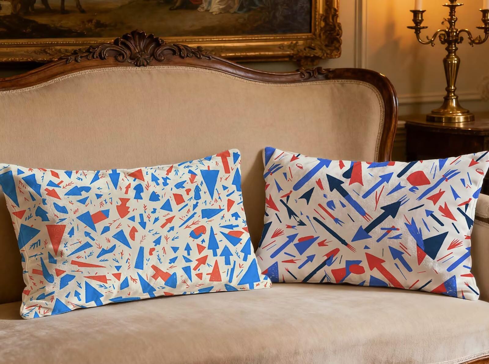 Housse de coussin géométrie 40x70 cm lot de 2 velours rectangulaire