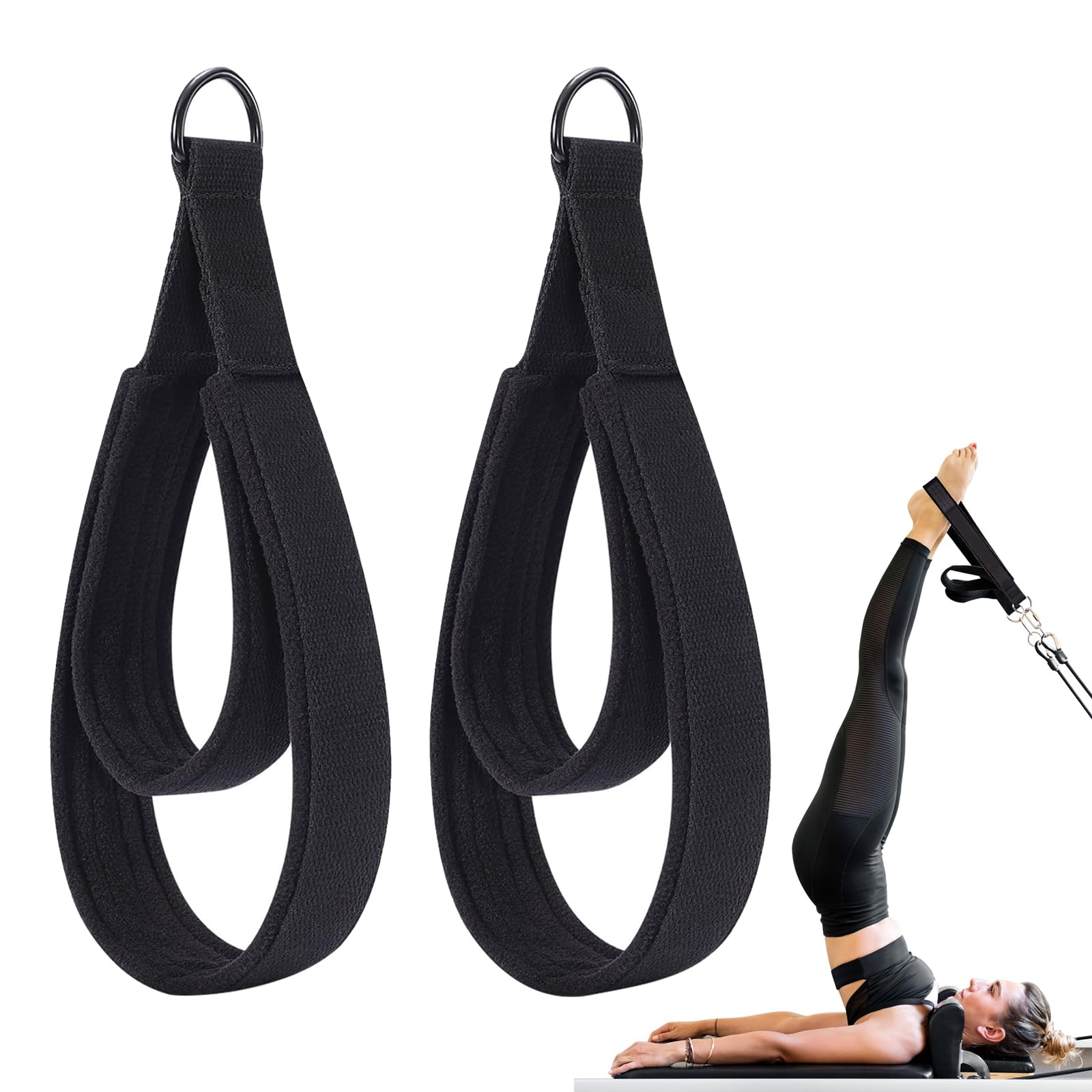 2 Pièces Sangles De Pilates, Sangle Musculation à Double Boucle, Épaisseur Confortable Avec Anneau En d, pour Bande De Resistance Musculation, Entraînement à Domicile, Sangle De Tirage