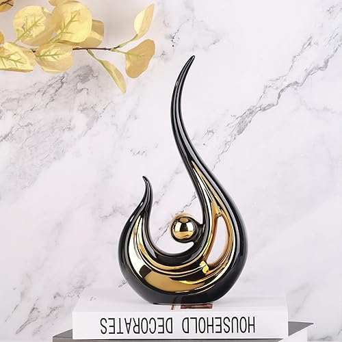 Miniatura 4 de LCCCK Estatuas abstractas de oro negro para decoración del hogar, acento moderno de escultura de cerámica, estatuas decorativas para sala de estar,