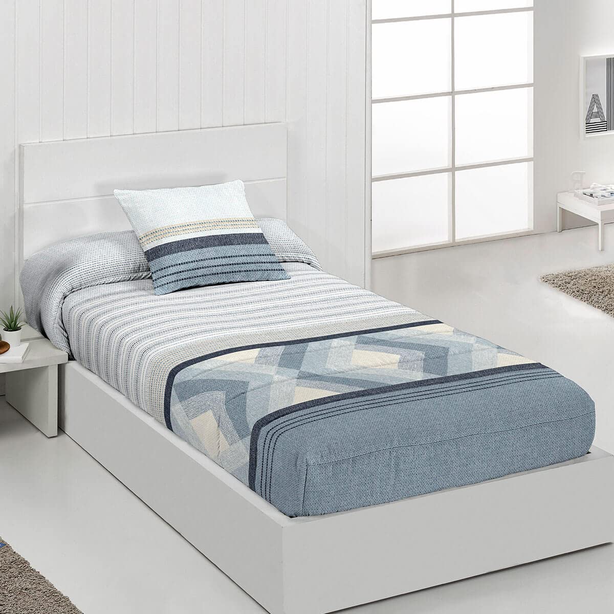 Lanovenanube Edredón Ajustable Colman - Cama 90 cm - Color Azul