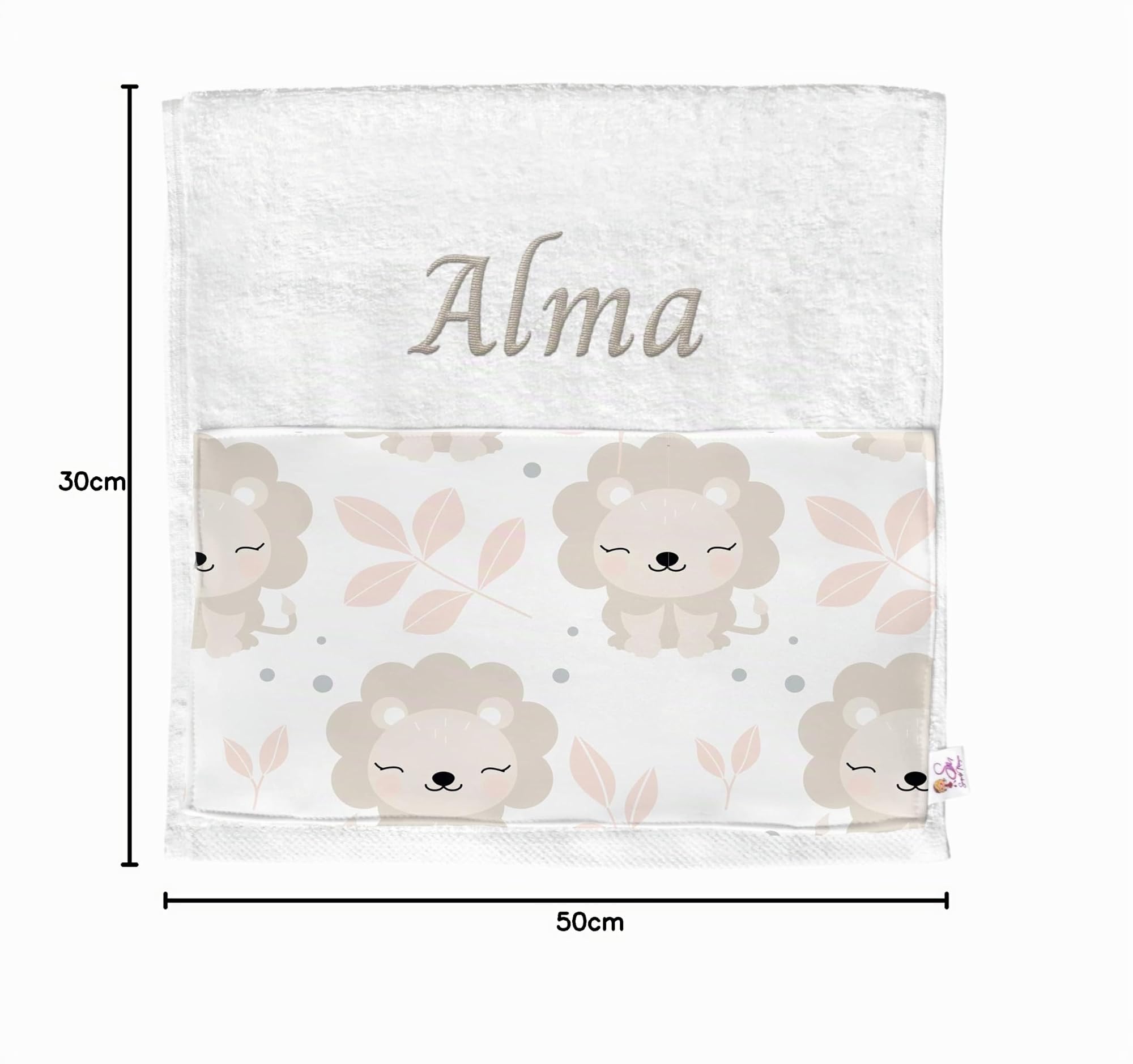 Toalla Personalizada para Bebe.Ideal para guarderias. (Leones)