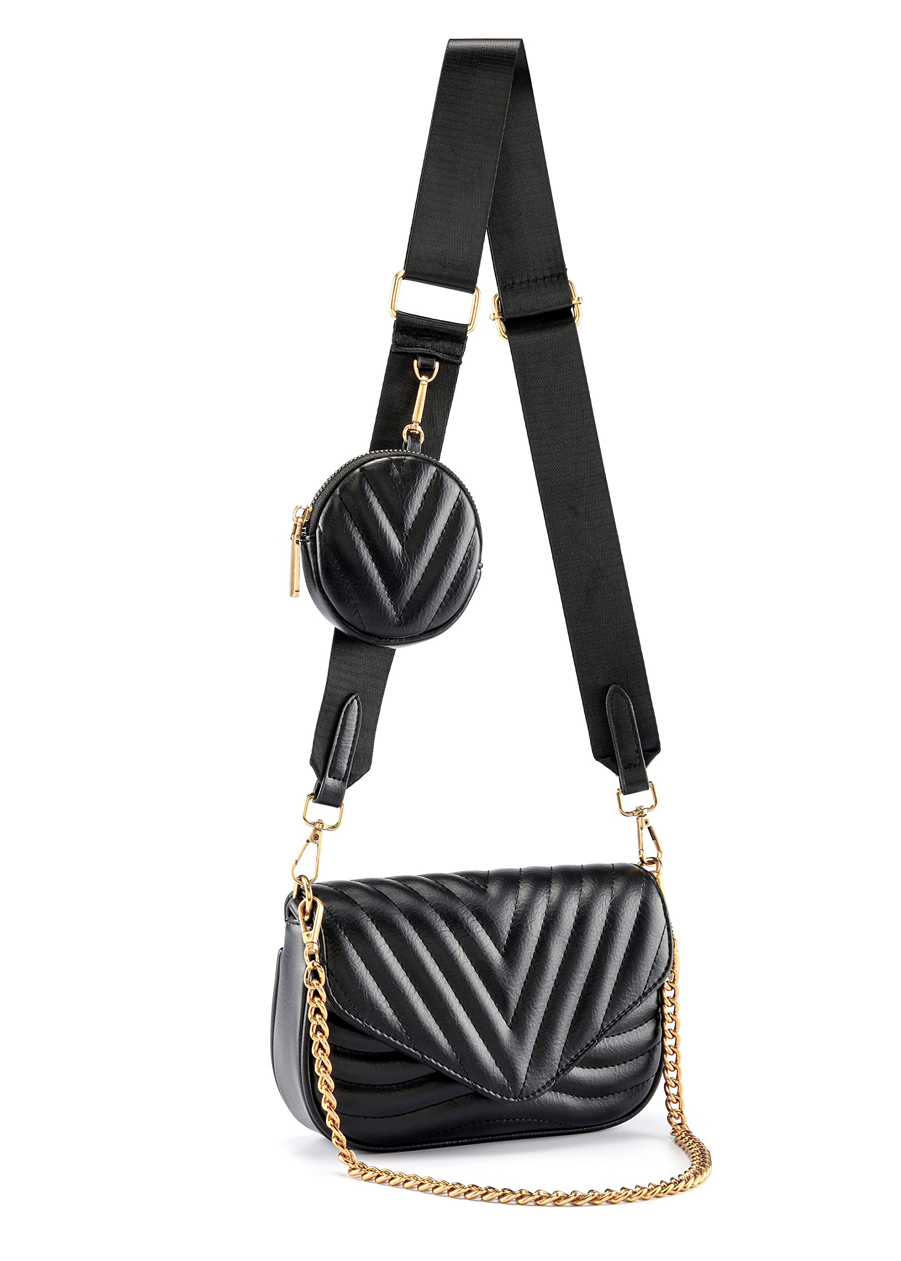 CHIC DIARYCrossbody Bag for Women Multipurpose Clutch Purse Shoulder Handbag with Coin Purse and Chain