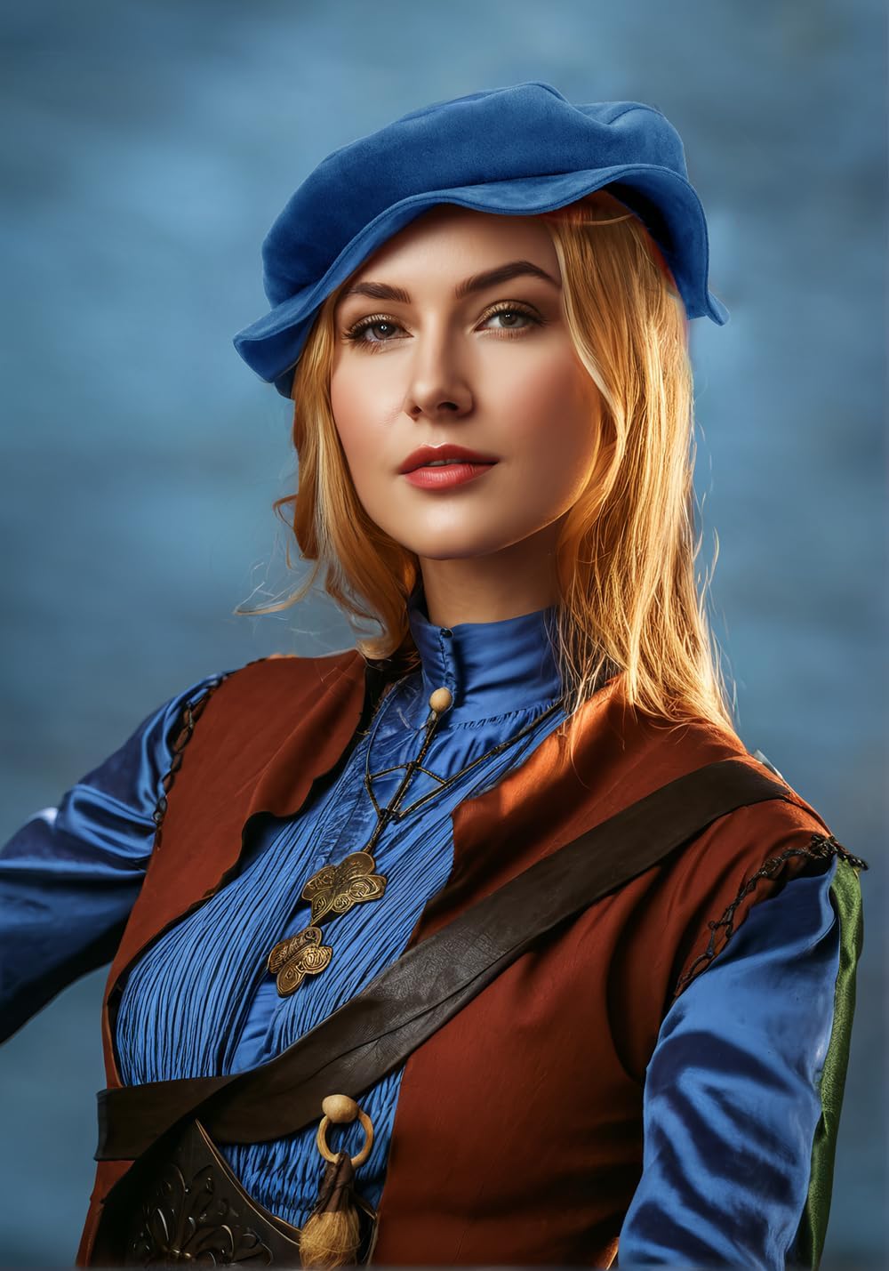 FURPHI Medieval Tudor Flat Cap Faux Suede Beret Hat Renaissance Festival Costume Accessories for Men Women - Image 5