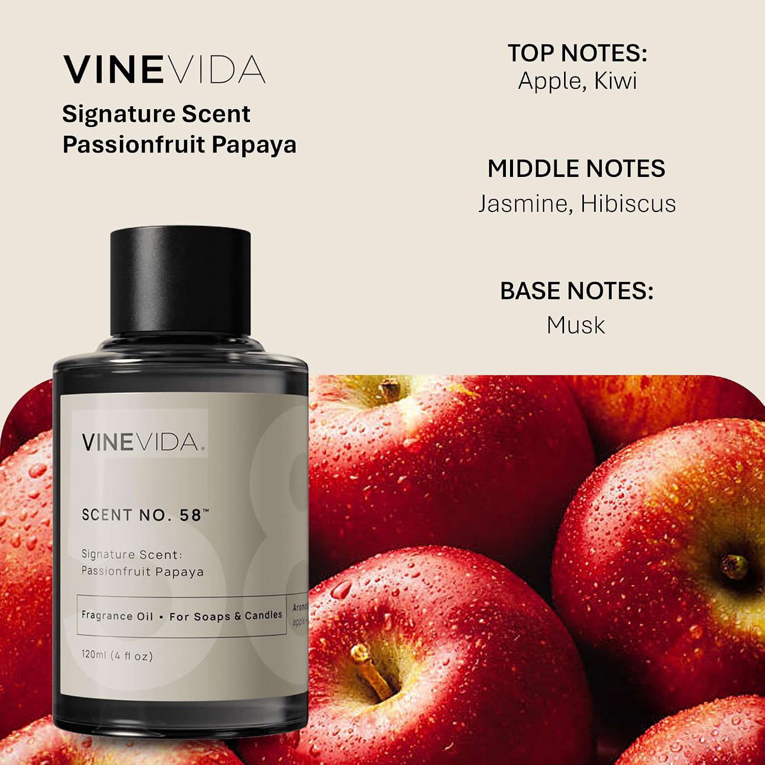 VINEVIDA [4oz] Passionfruit Papaya Fragrance Oil for Candle Making - Scents for Soap Making - Natural Candle Oil Made in USA