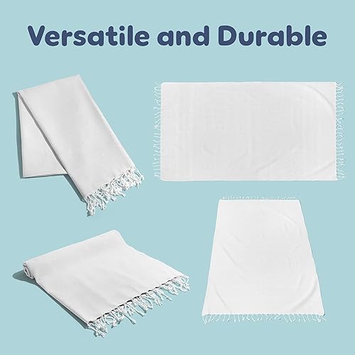 Miniatura 4 de Toalla de playa turca blanca para bricolaje, teñido anudado, teñido anudado, fiesta, Tiedye Shibori, sin arena, de gran tamaño, 39 x 78 pulgadas,