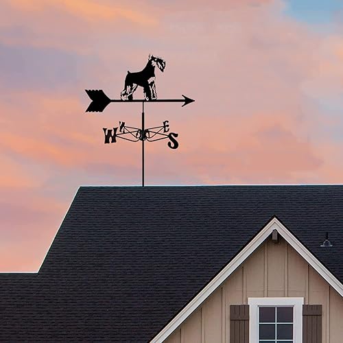 Miniatura 6 de Veleta decorativa de viento Schnauzer adorno para cachorros indicador de dirección del viento con revestimiento antioxidante herramienta de medición