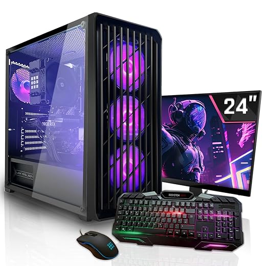 SYSTEMTREFF Basic Gaming Komplett PC Set AMD Ryzen 7 PRO 5755G 8x4.6GHz | Radeon RX Vega 8 4K | 512GB M.2 NVMe | 16GB DDR4 RAM | Windows 11 | 24 TFT Monitor | Desktop Paket Computer für Gamer, Gaming