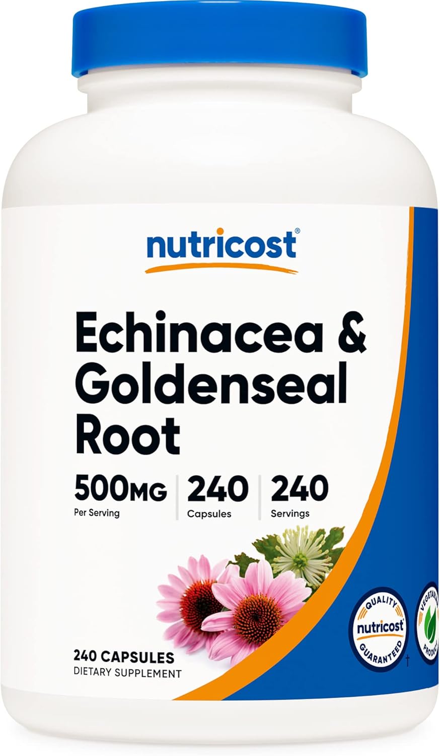 Nutricost Echinacea & Goldenseal Root, 500mg, 240 Capsules - Vegetarian Caps, Non GMO, Gluten Free : Health & Household